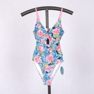 Caden Lane Womens One-Piece Ohana Swimsuit XS Floral Hawaiian Tropical Beach UPF